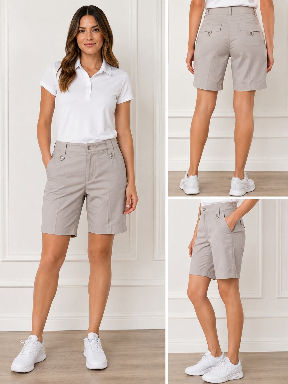 Tehama Golf Bermuda Shorts Women's Size 8 Khaki NWT Casual Polyester